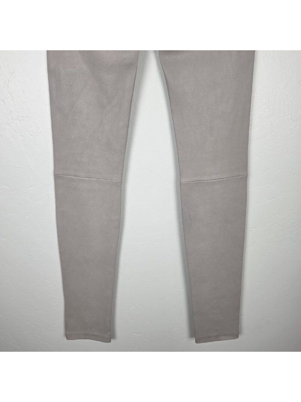 Helmut Lang Lamb Leather Pull On Pants Leggings Stretch Gray Taupe Size 6 - Picture 6 of 16